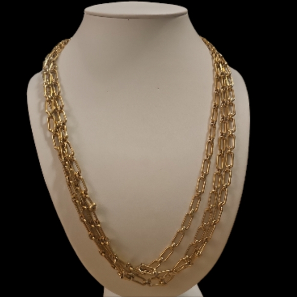 Vintage GJD Signed Three Straind Link Chain Necklace. - Picture 3 of 7